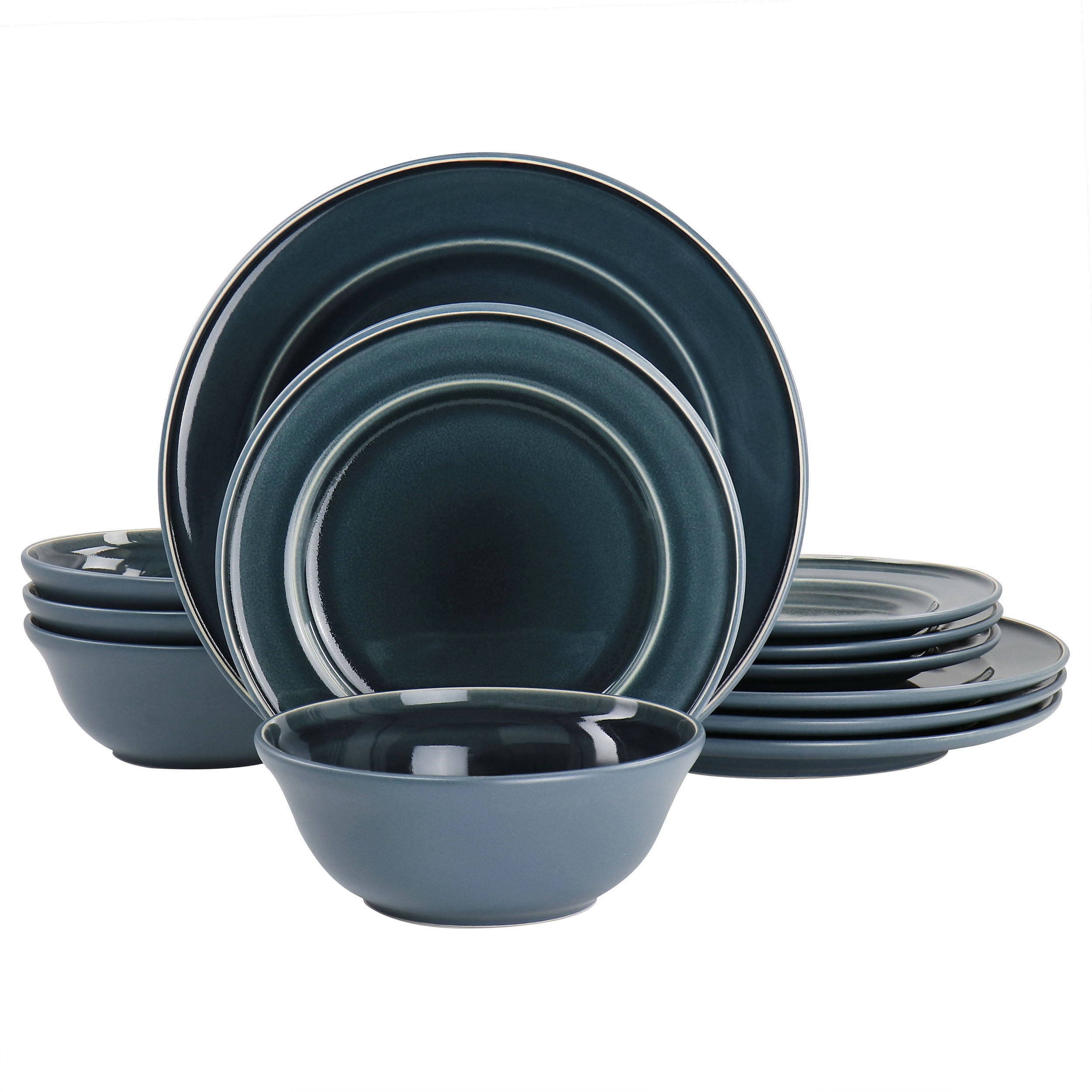 Blue Porcelain 12-Piece Dinnerware Set for 4