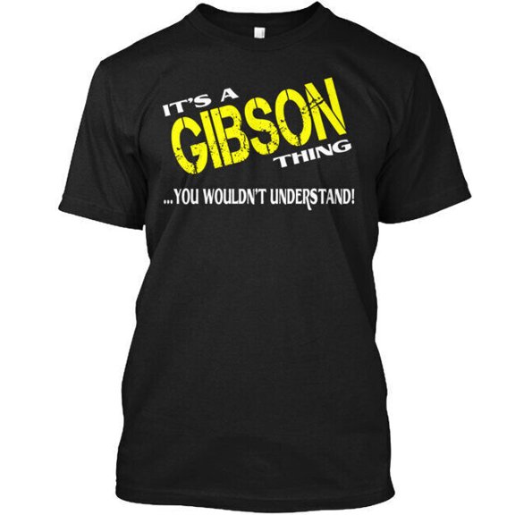GIBSON Thing T-Shirt Made in the USA Size S to 5XL,Soft Black Cotton T-shirt