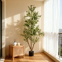 NOVAROOT 6FT Ultra-Realistic Artificial Olive Tree with Lifelike Fruits - Lush Faux Potted Plant for Home/Office Decor