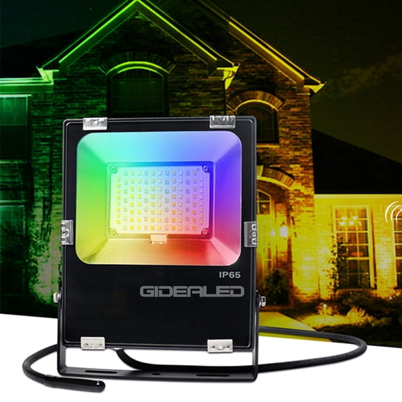 GIDEALED 30W Smart ZigBee LED Flood Light Outdoor RGBWW,ZigBee Hub Required for APP/Alexa Echo Voice Control RGB Color Changing Street Lamps,Garden Road Landscape Lighting