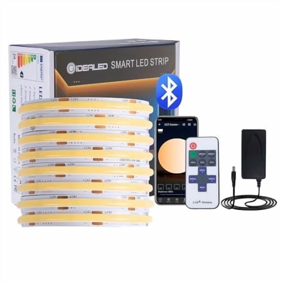 GIDEALED DC 24V COB LED Strip Light Kit,4000k Daylight Dimmable 26.2ft Flexible LED Light Strip with RF Remote Control/Bluetooth Controller for Home Office DIY LED Lighting Projects