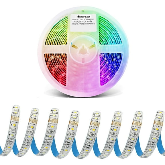GIDEALED RGBWW LED Strip Light 12V,2700K~6500K WW CW&16 Million RGB Color Changing for Bedroom
