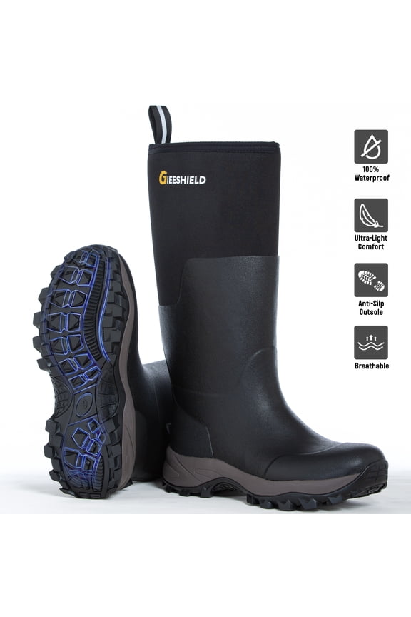 Rubber Boots for Men & Women – Ultra-Light Waterproof 6mm Neoprene Insulated Boots with Anti-Slip Sole, Warm Hunting & Rain Boots for Farming, Snow, Mud(Black, Next Camo G2)