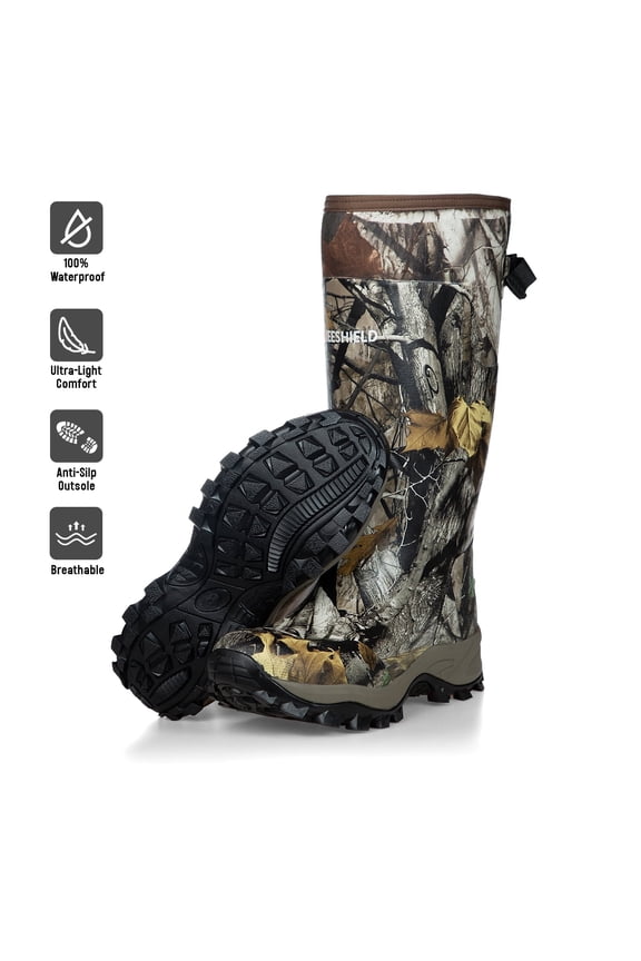 Rubber Hunting Boots, Waterproof Insulated Next Camo G2 Warm Rubber Boots with 6mm Neoprene, Durable Outdoor Hunting Boots for Men Size 14