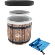 GIEN Ice Bath Portable Athletes Cold Plunge Tub - Outdoor Recovery and Performance Ice Tub - Ice Therapy for Athletes, Ice Barrel, Suitable for Indoor and Outdoor Use WOOD COLOR