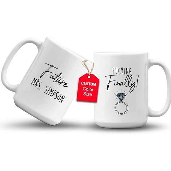 GIFAMI Engagement AF Gifts Idea, Personalized Presents For Soon To Be Bride Groom Lovers Promise Engaged Valentine (Engagement AF, 15oz. White Mug)