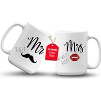 GIFAMI Mr and Mrs Couples Gifts, Funny Idea Gift for Newlyweds Him Her Bridal Shower New Engaged Married Set 2 Coffee Mug (Mr Right and Mrs Always Right, 11oz. White Couple Mug)