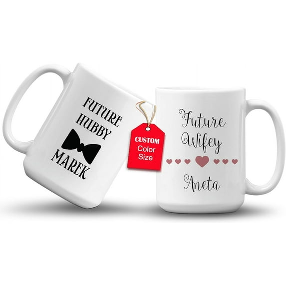 GIFAMI Personalized Wedding Gifts, Gift Ideas for Couple Hubby Wifey Bride Groom Newlyweds Bridal Shower Wedding Set of 2 Coffee Mug (Future Hubby and Future Wifey, 15oz. Color Changing Mug)