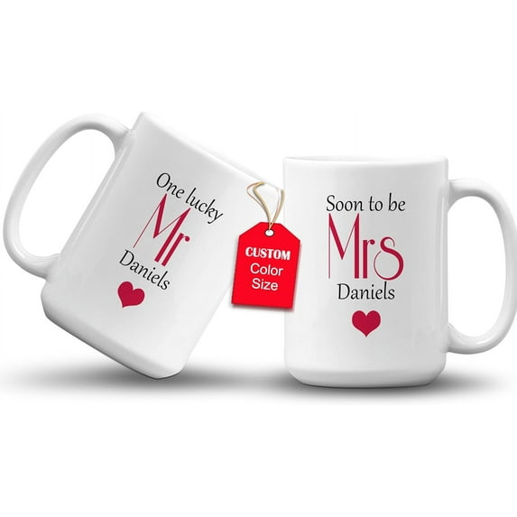 GIFAMI Wedding Gift, Engagement Bridal Shower Personalized Gifts Mug for Couples, Couples Coffee Mug (One Lucky and Soon To Be, 11oz. Light Green Accent Mug)