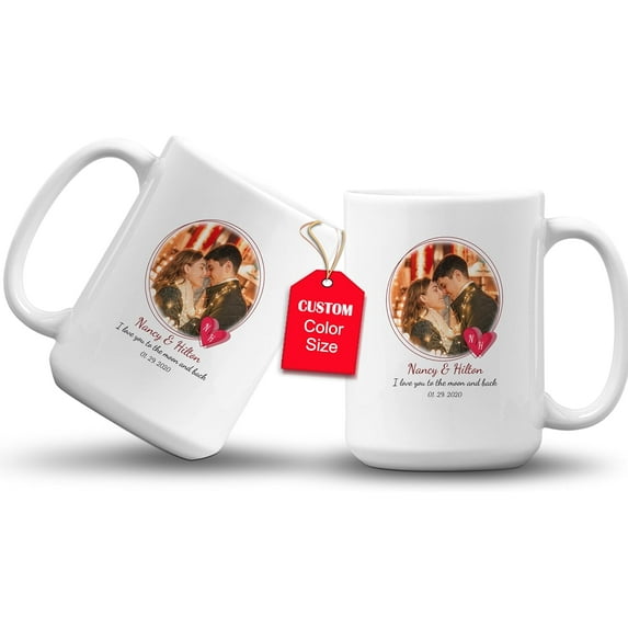 GIFAMI Wedding Gift, Engagement Bridal Shower Personalized Gifts Mug for Couples, Couples Coffee Mug (Photo Couple, 11oz. Light Green Accent Mug)