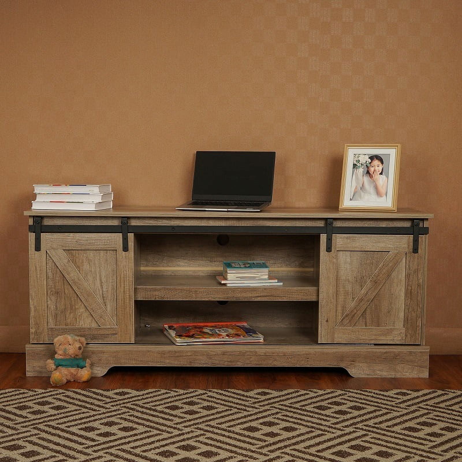 GIFFIH Amerlife TV Stand Sliding Barn Door Modern&Farmhouse Wood
