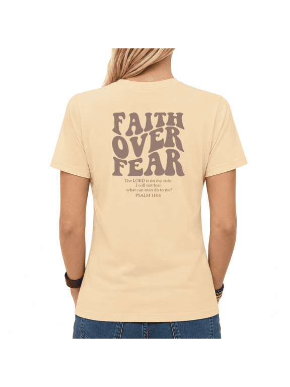 Women's Boho Christian Slogan Back Graphic Tee Soft Cotton Crewneck Short Sleeve Top