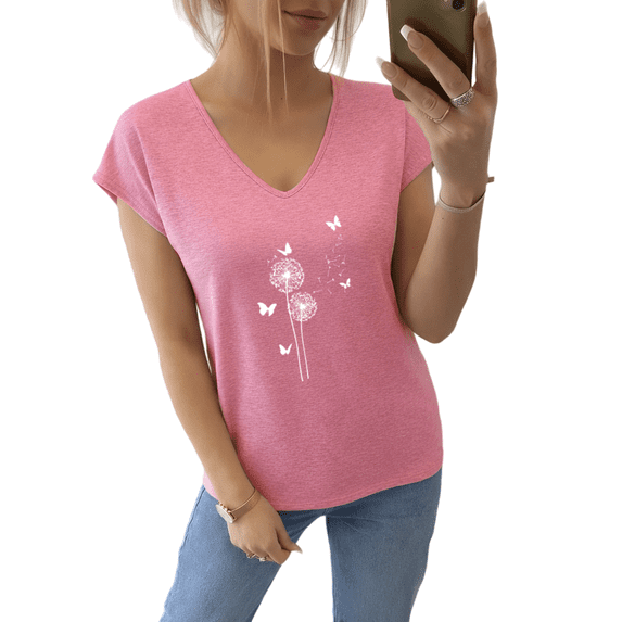 GIFFIMY Women's Positive Faith Graphic V-Neck Short Sleeve T-Shirt White Standard Fit Everyday Top