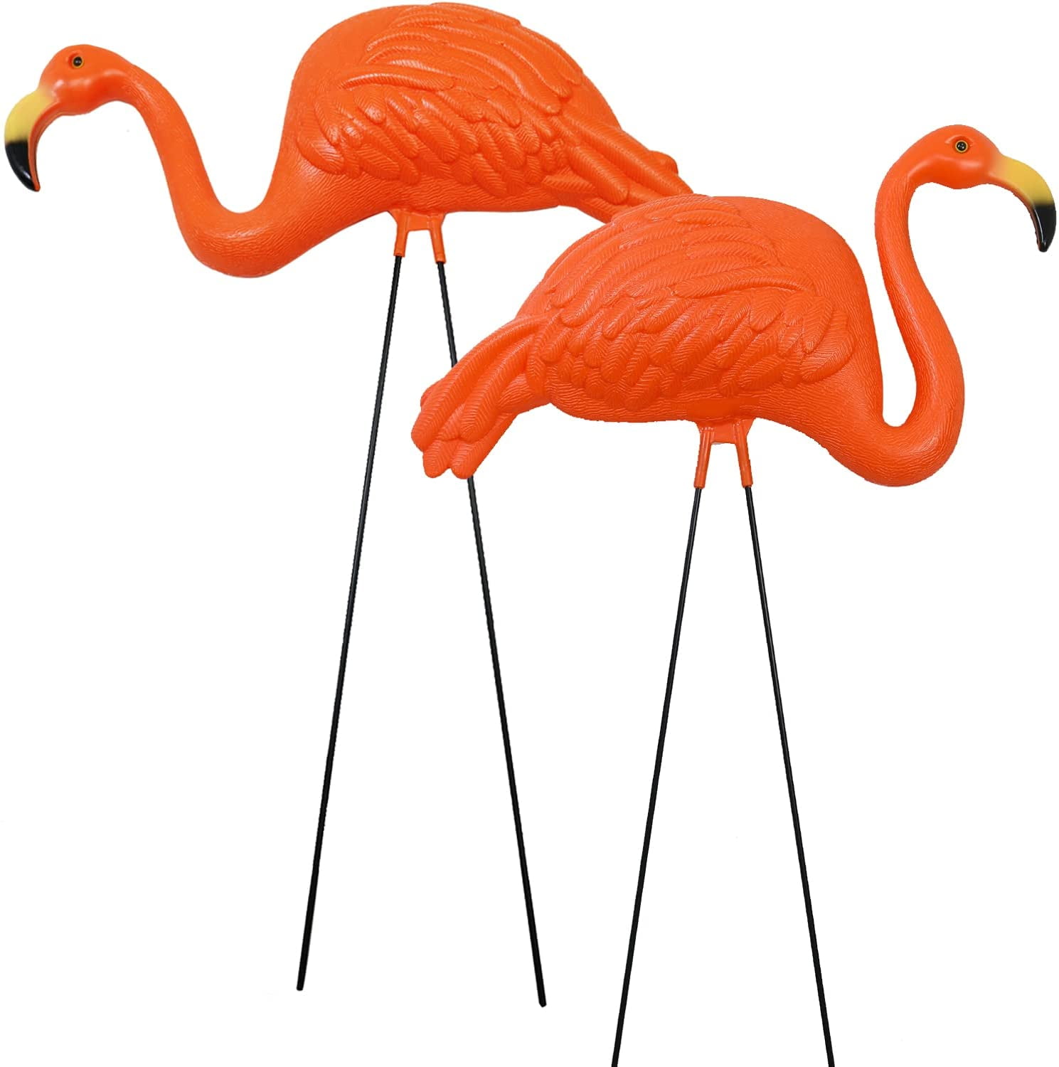 GIFTEXPRESS 2-Pack Orange Flamingos for Halloween Lawn Ornaments