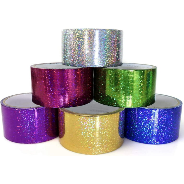 GiftExpress 6 Holographic Heavy-Duty Assorted Colored Duct Tapes, Sparkle  Glitter Tapes Multi Purposes Bright Colors for DIY, Art Craft, 2 Roll by 5