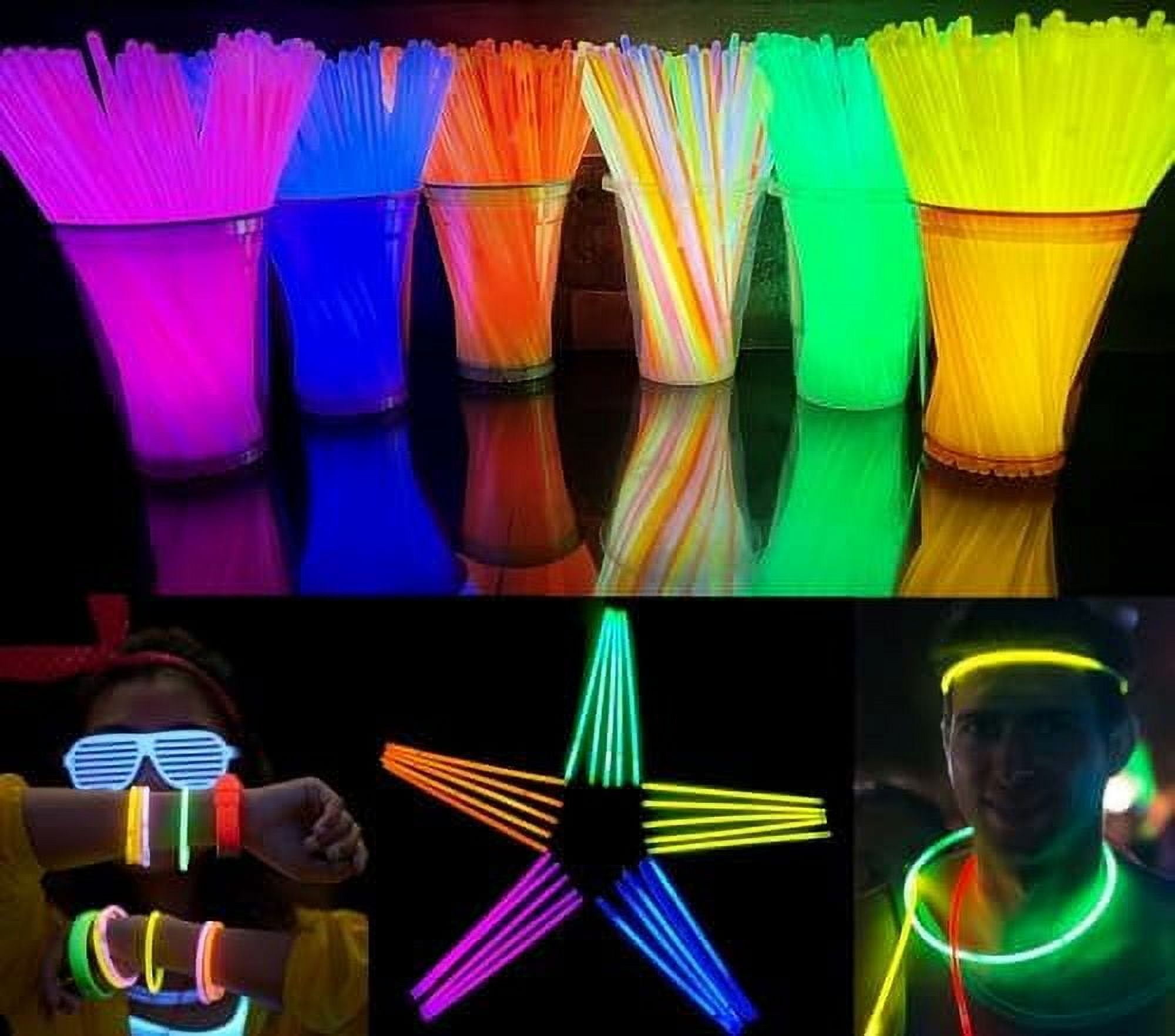 GIFTEXPRESS Glow Sticks 300 Pack 8 Assorted Neon Color Glow In The Dark Glowsticks Walmart