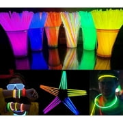 GIFTEXPRESS Glow Sticks 300 Pack - 8" Assorted Neon Color Glow In The Dark Glowsticks - Bulk Light Up Party Favors to Make Necklaces, Bracelets & Decorations for Kids