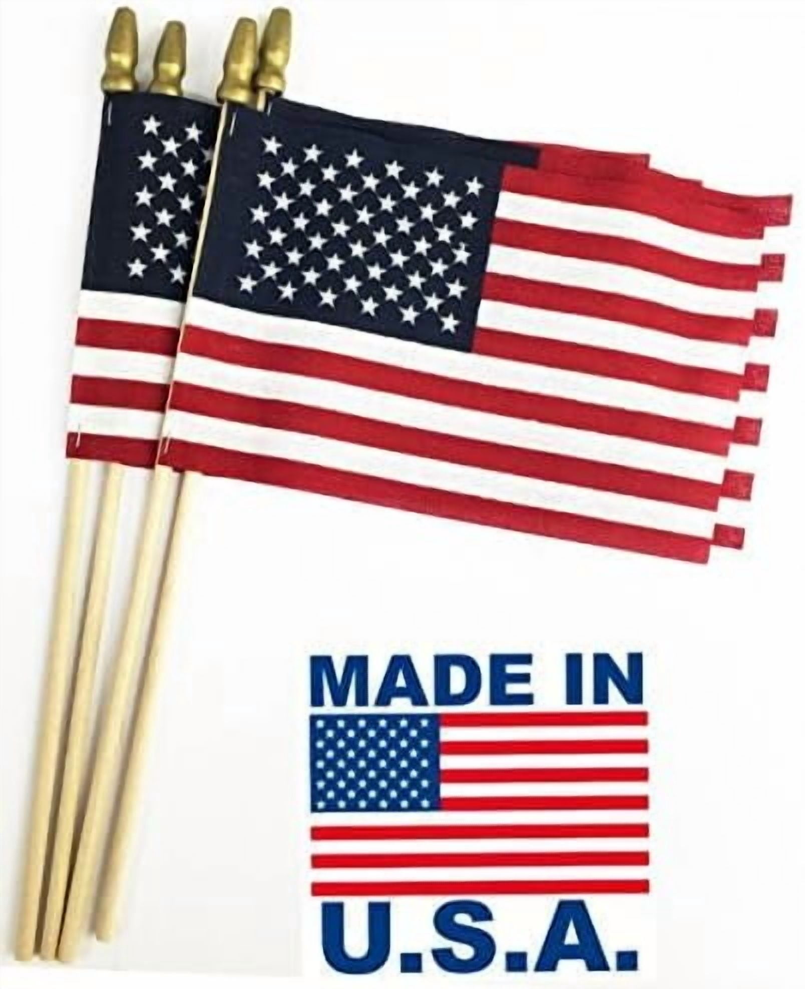 GIFTEXPRESS Pack of 24, Proudly MADE IN USA 8 x 12 Inch Spearhead Handheld American Stick Flags on 24" Stick /Grave marker American Flags/USA Stick Flag (24)