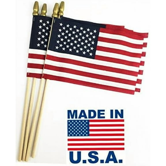 GIFTEXPRESS Pack of 24, Proudly MADE IN USA 8 x 12 Inch Spearhead Handheld American Stick Flags on 24" Stick /Grave marker American Flags/USA Stick Flag (24)