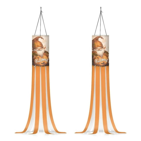 GIFTPUZZ 2 Pieces Windsock Happy Halloween Windsock Flag Windsock Outdoor Hanging Decorations for Front Door Yard Porch Patio Garden
