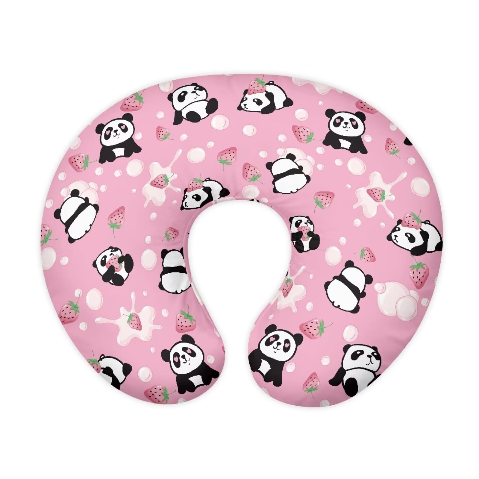 GIFTPUZZ Cute Panda Nursing Pillow Cover, Pink Newborn Breastfeeding ...