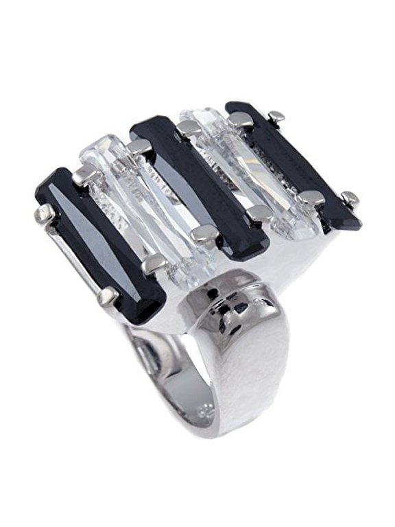 Black & White Zebra Cocktail Iced CZ Ladies Ring RL163 (8)