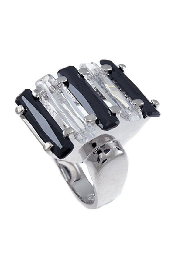 Black & White Zebra Cocktail Iced CZ Ladies Ring RL163 (9)
