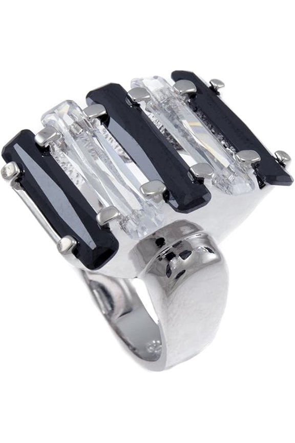 Bling Iced CZ Stone 2-Tone Swivel Musical Ladies Ring (6)