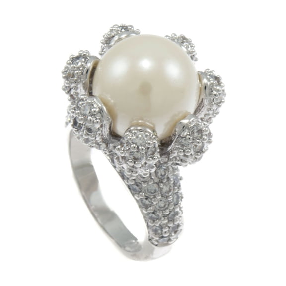 GIFTS INFINITY Royal Oyster Pearl Bling Iced CZ Stone Ladies Ring RL197 (7)