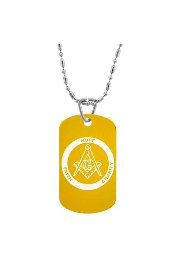 Freeman Masonic Mason G Dog Tags/GI Tag Necklace Pendant (Yellow)