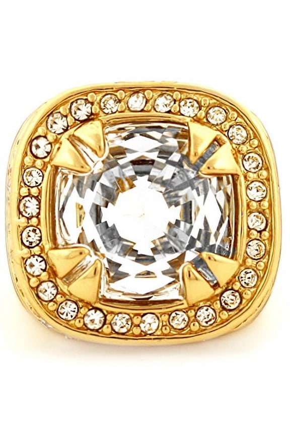 Gold Tone Synthetic Clear CZ Stone Mens Rick Ross Hip Hop Style Ring (10)