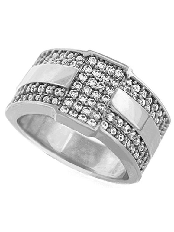 Men Brass Silver Tone Men's Hip Hop Micro Pave Ice Millionaire Cz Ring (10)