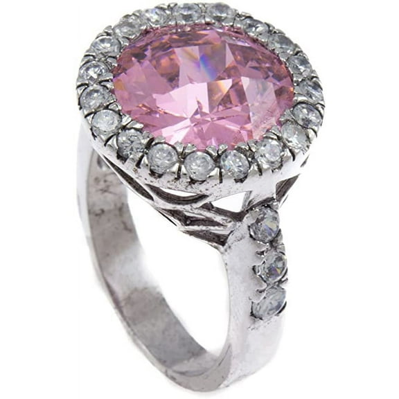 GIFTS INFINITY Pink CZ Stone Circle of Love CZ Bling Iced Ladies Ring RL189 (5)