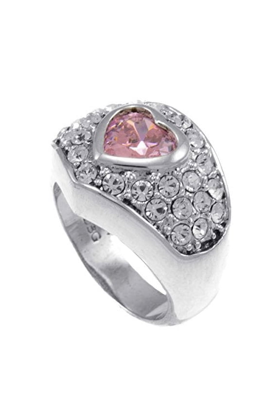 Pink CZ Stone Promised Heart CZ Bling Iced Ladies Ring RL200 (5)