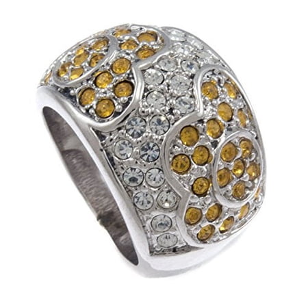 GIFTS INFINITY Rodhium Plated Bling Iced 2-Tone Classic CZ Stone Ladies Ring (5)