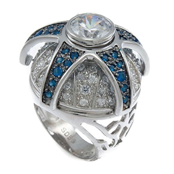 GIFTS INFINITY Rodhium Plated Blue Bling Iced Star Fish CZ Stone Ladies Ring (5)