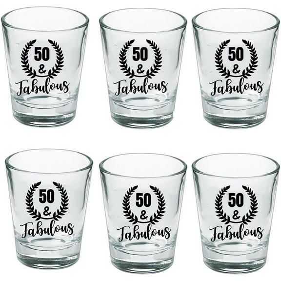 GIFTS INFINITY Set Of 6 1.5oz Shot Glasses 50 Bithday, Hello 50, Stepping into my 50th birthday (FT-4)