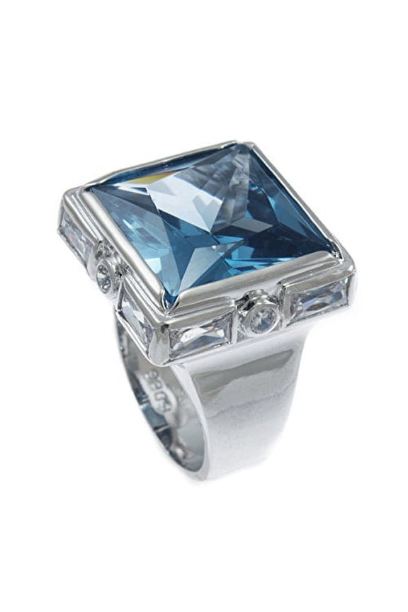 GIFTS INFINITY Solid Blue Stone Cocktail Bling Iced CZ Ladies Ring RL125 (5)