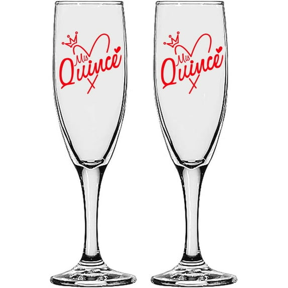 GIFTS INFINITY UV Printed Mis Quince Anos Champagne Flutes Set of 2 Toasting Glasses (QA-3)