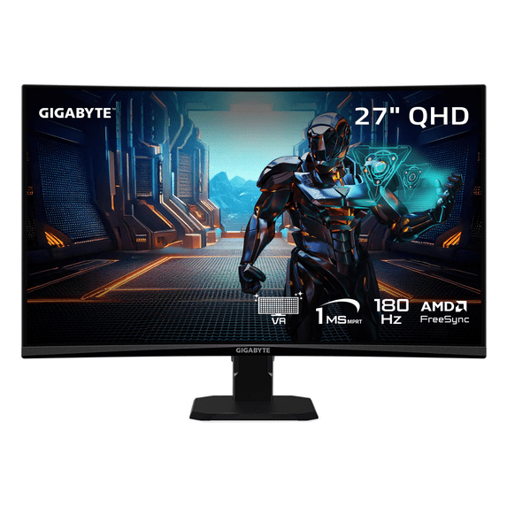 GIGABYTE 27 inch QHD 2K 1440P 180Hz Curved Gaming Computer Monitor 122% sRGB GS27QCA
