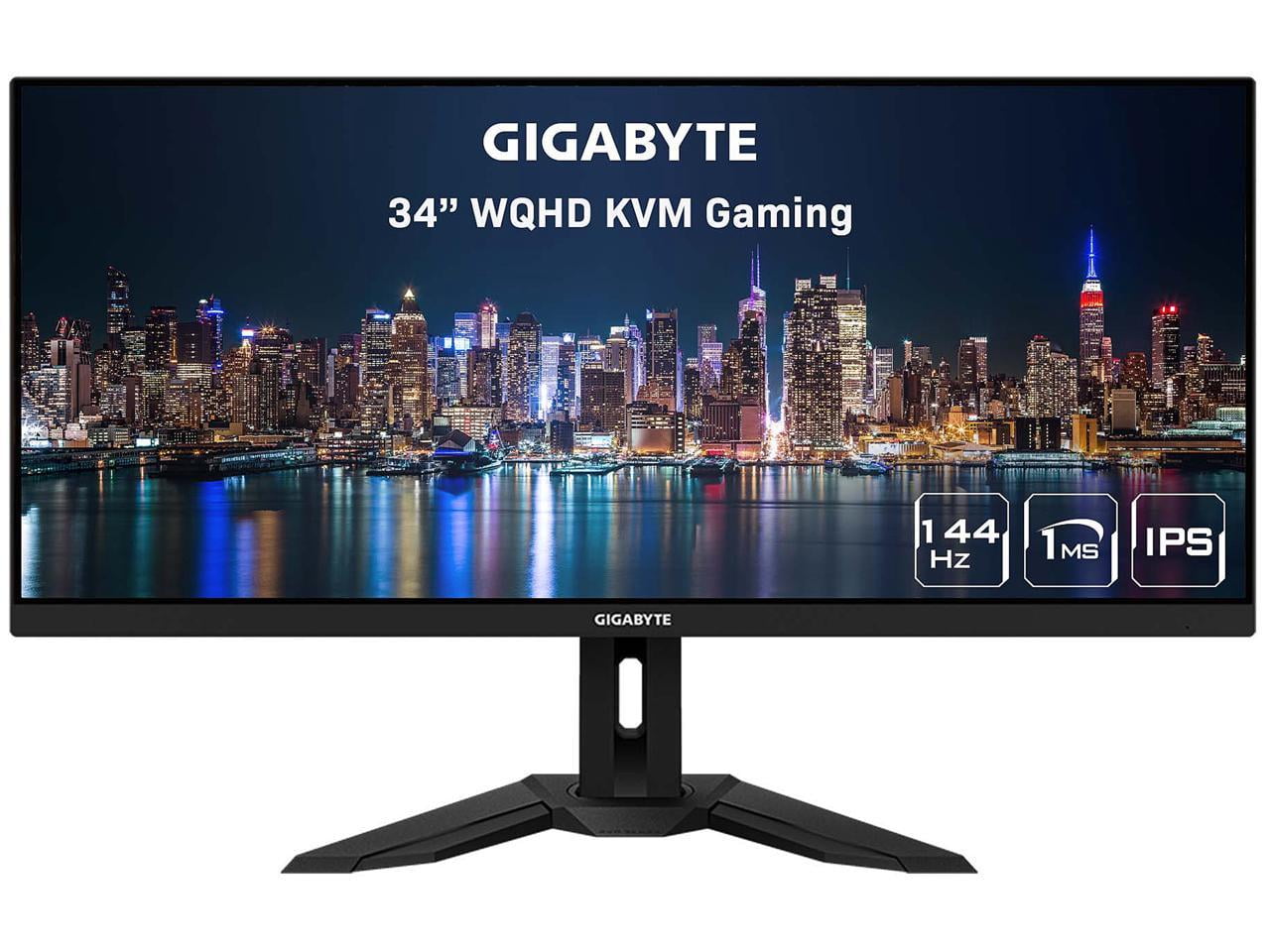 GIGABYTE 34" 144Hz IPS UWQHD KVM Gaming Monitor 1ms AMD FreeSync Premium, 3440 x 91% DCI-P3, HDR Ready, 1x Display Port 2x HDMI 2.0, 2x USB 1x USB Type-C, M34WQ Walmart.com