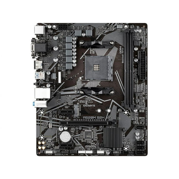 GIGABYTE A520M S2H mATX AM4 4+3 Phases Digital PWM, GIGABYTE Gaming GbE LAN, NVMe PCIe 3.0 x4 M.2, 3 Display Interfaces, Q-Flash Plus, RGB Fusion 2.0, Motherboard