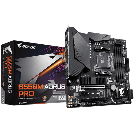 GIGABYTE - B550M AORUS PRO AM4 USB 3.2 AMD Motherboard - Micro ATX - Black