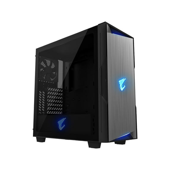GIGABYTE AORUS C300 Glass ATX Gaming Case, Tinted Tempered Glass, RGB Fusion 2.0, Upgraded I/O Panel with USB 3.1 Gen 2 Type C and HDMI, VR Ready, Watercooling Ready, Vertical GPU mount support, Enhan