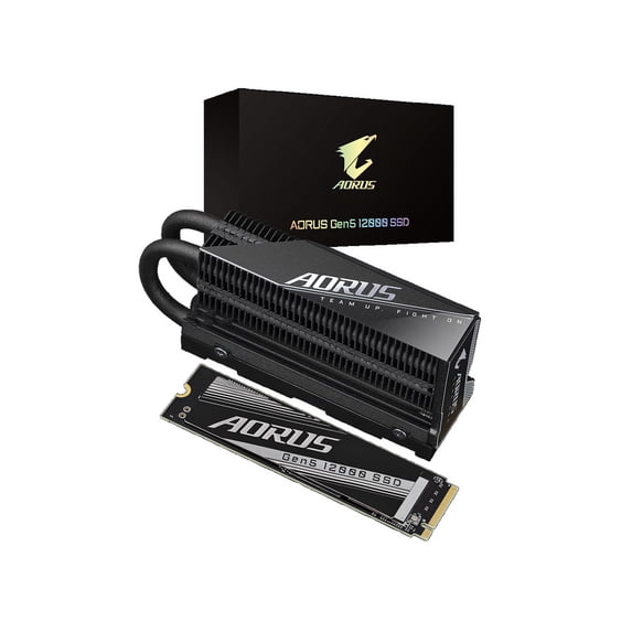 GIGABYTE AORUS Gen5 SSD 12000 SSD 2TB PCIe 5.0 NVMe M.2 Internal Solid State Hard Drive with Read Speed Up to 12400MB/s, Write Speed Up to 11800MB/s, AG512K2TB