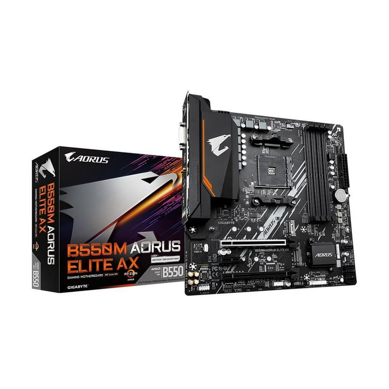 GIGABYTE B550M AORUS ELITE AX (rev 1.3) AM4 AMD B550 Micro-ATX Motherboard with Single M.2, SATA 6Gb/s, USB 3.2 Gen 1, Realtek GbE LAN, PCIe 4.0 GIGABYTE B550M AORUS ELITE AX (rev 1.3) AM4 AMD B550 Micro-ATX Motherboard with Single M.2, SATA 6Gb/s, USB 3.2 Gen 1, Realtek GbE LAN, PCIe 4.0