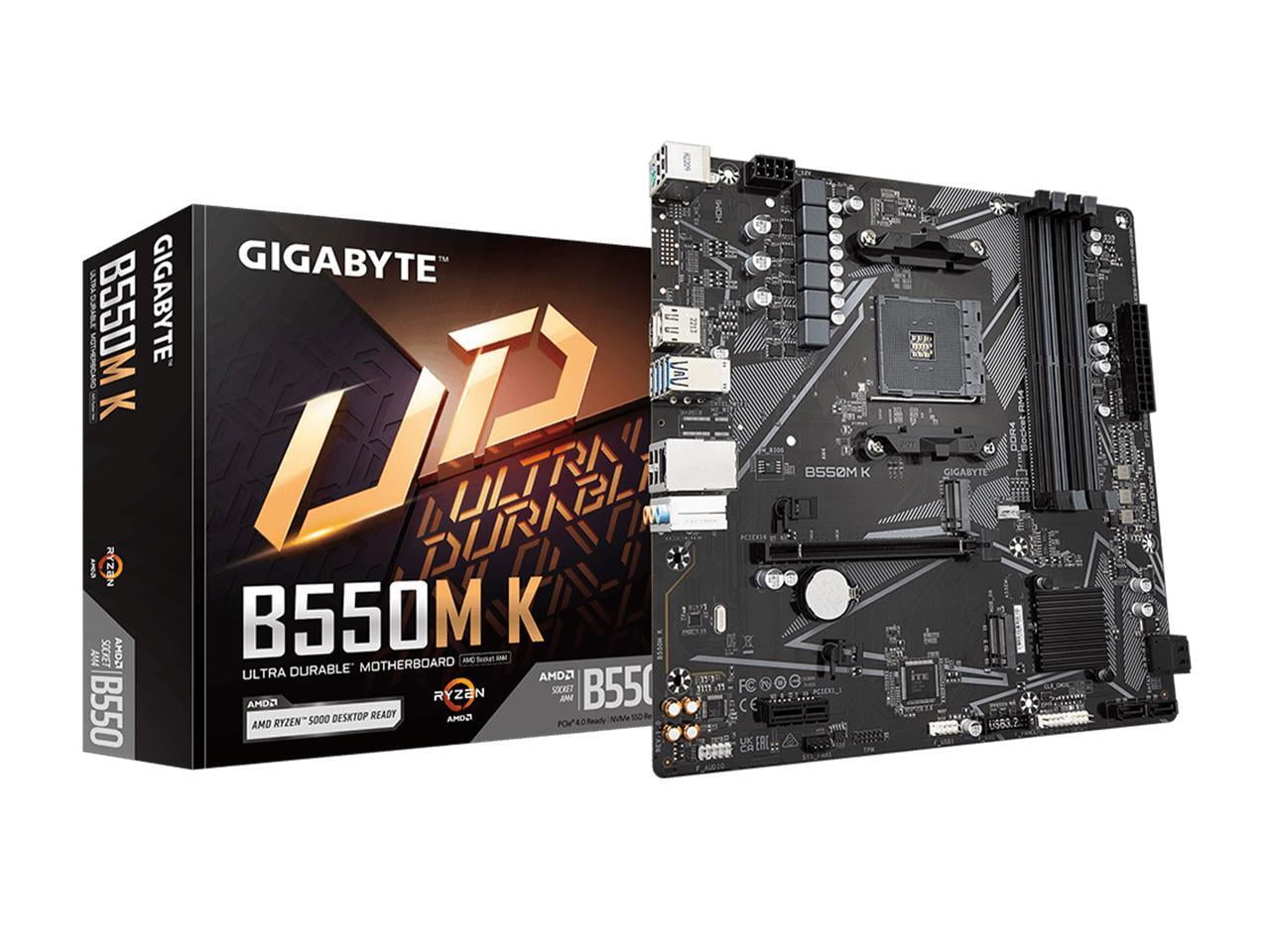 GIGABYTE B550M K Micro-ATX Motherboard, AMD B550, AM4, Dual M.2