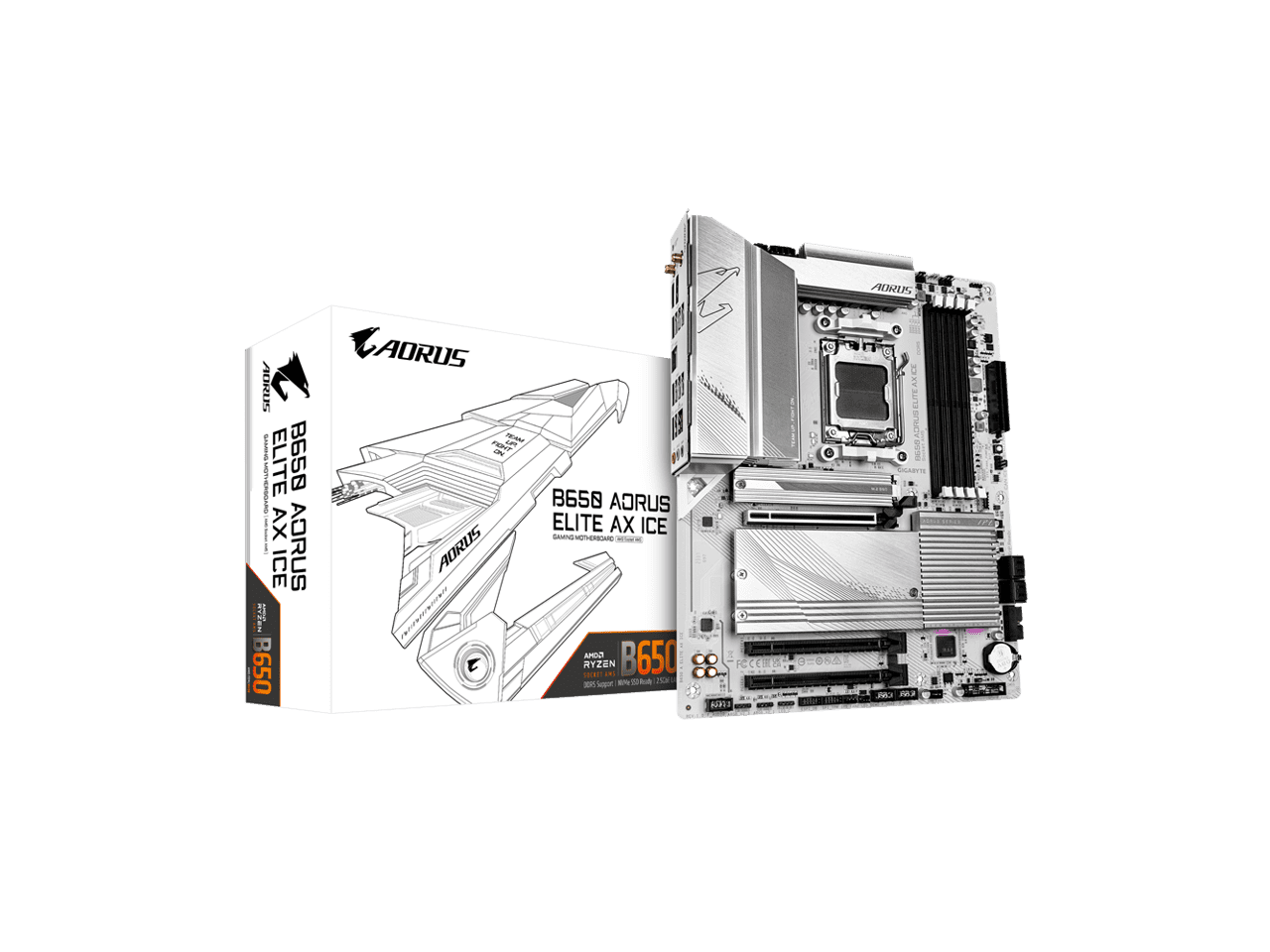 Aorus B650 AORUS ELITE AX ICE Gaming Desktop Motherboard - AMD B650 Chipset - Socket AM5 - ATX (b650aoruseliteaxice)