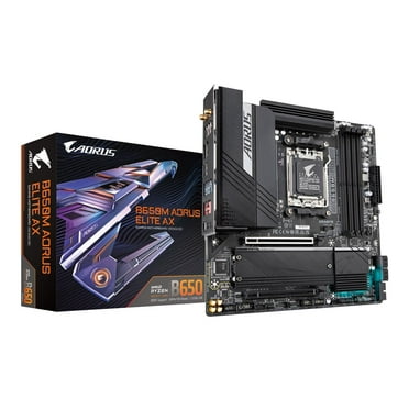 GIGABYTE B650M AORUS ELITE AX AM5 LGA 1718 AMD B650 M-ATX Motherboard with 5-Year Warranty, DDR5, 2 M.2, PCIe 5.0, USB 3.2 Gen2X2 Type-C, Intel 2.5GbE LAN, Q-Flash Plus, EZ-Latch