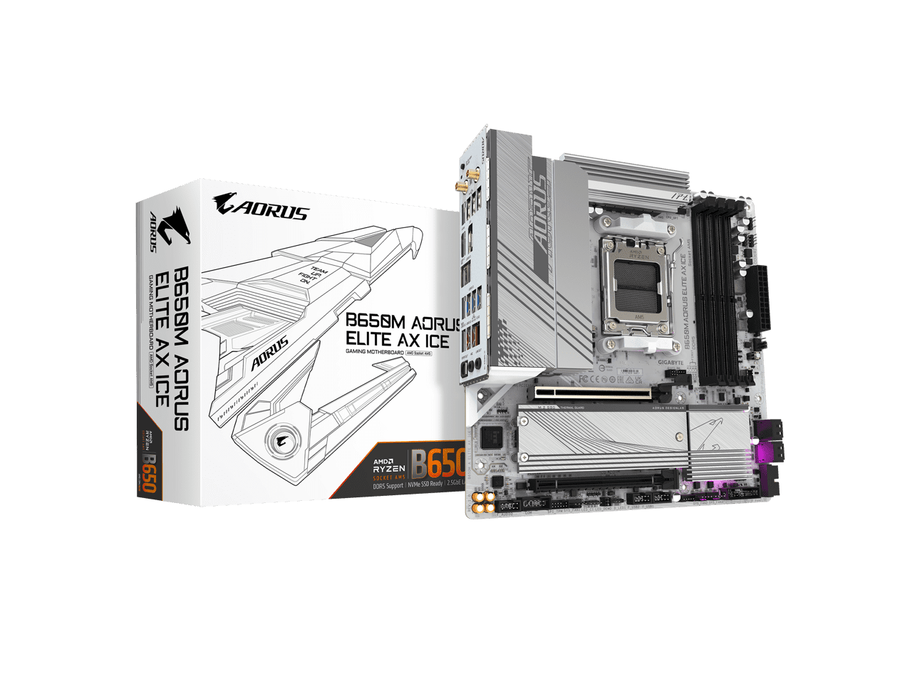 GIGABYTE B650M AORUS ELITE AX ICE AM5 LGA 1718 AMD B650 M